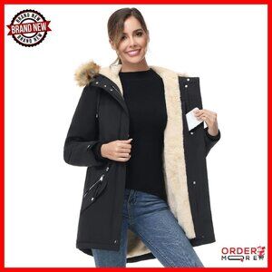 Women's Hooded Winter Parka Waterproof Fleece Lined Coat Warm Jacket